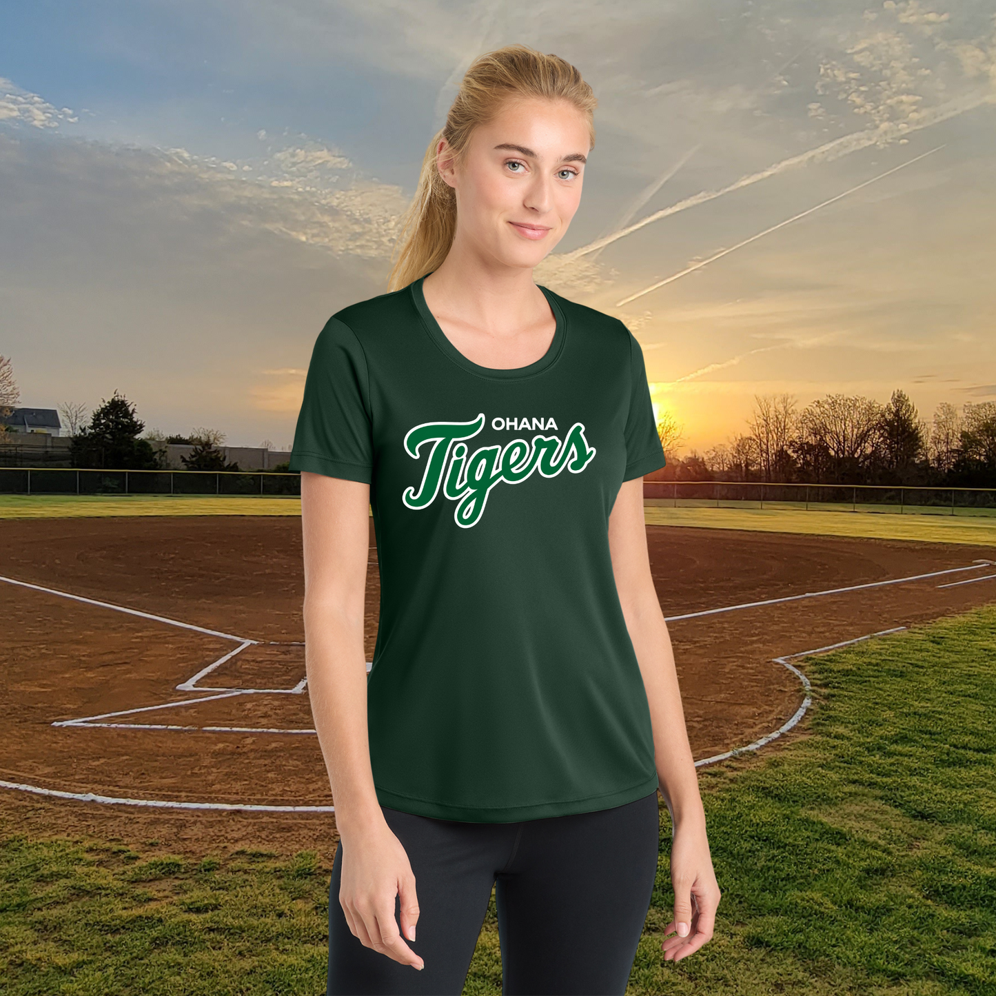 Ohana Tigers Script Ladies Athletic Style Tee