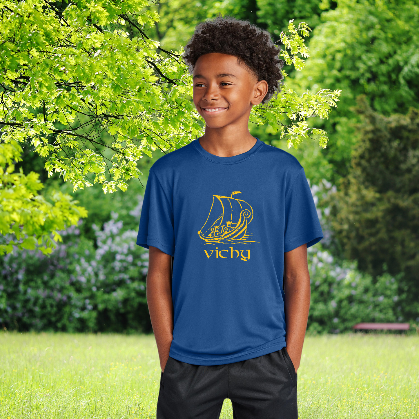 Youth Vichy Viking Ship Athletic Tee
