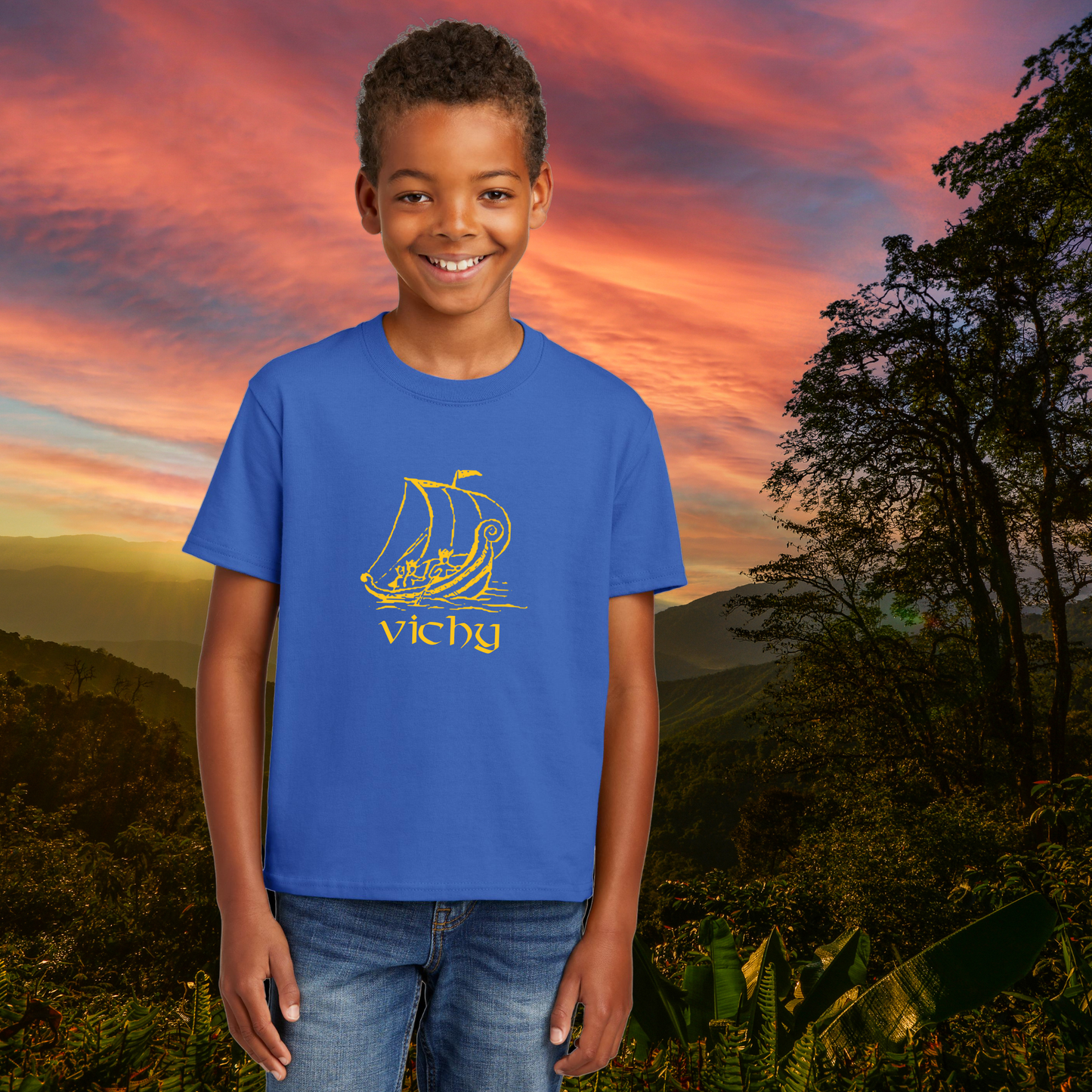 Youth Vichy Viking Ship Cotton Tee