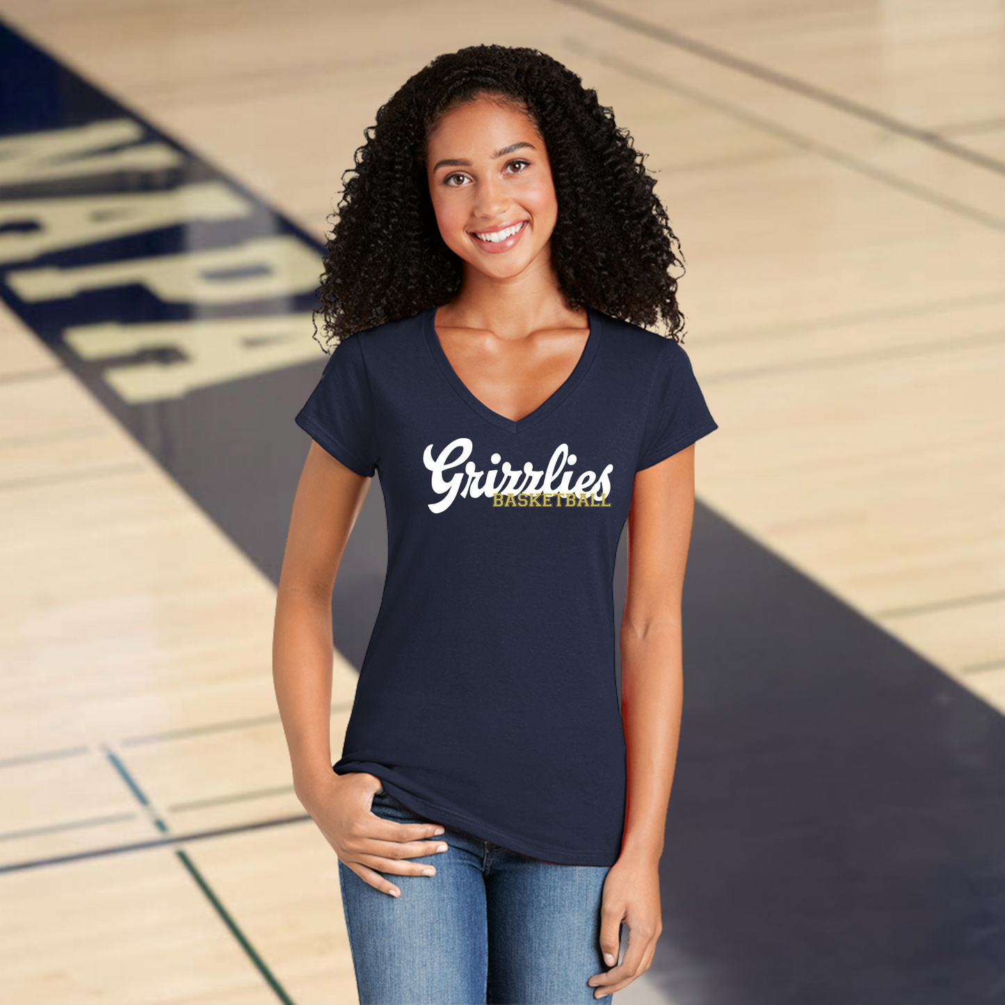 Grizzlies Basketball Ladies V-Neck Tee