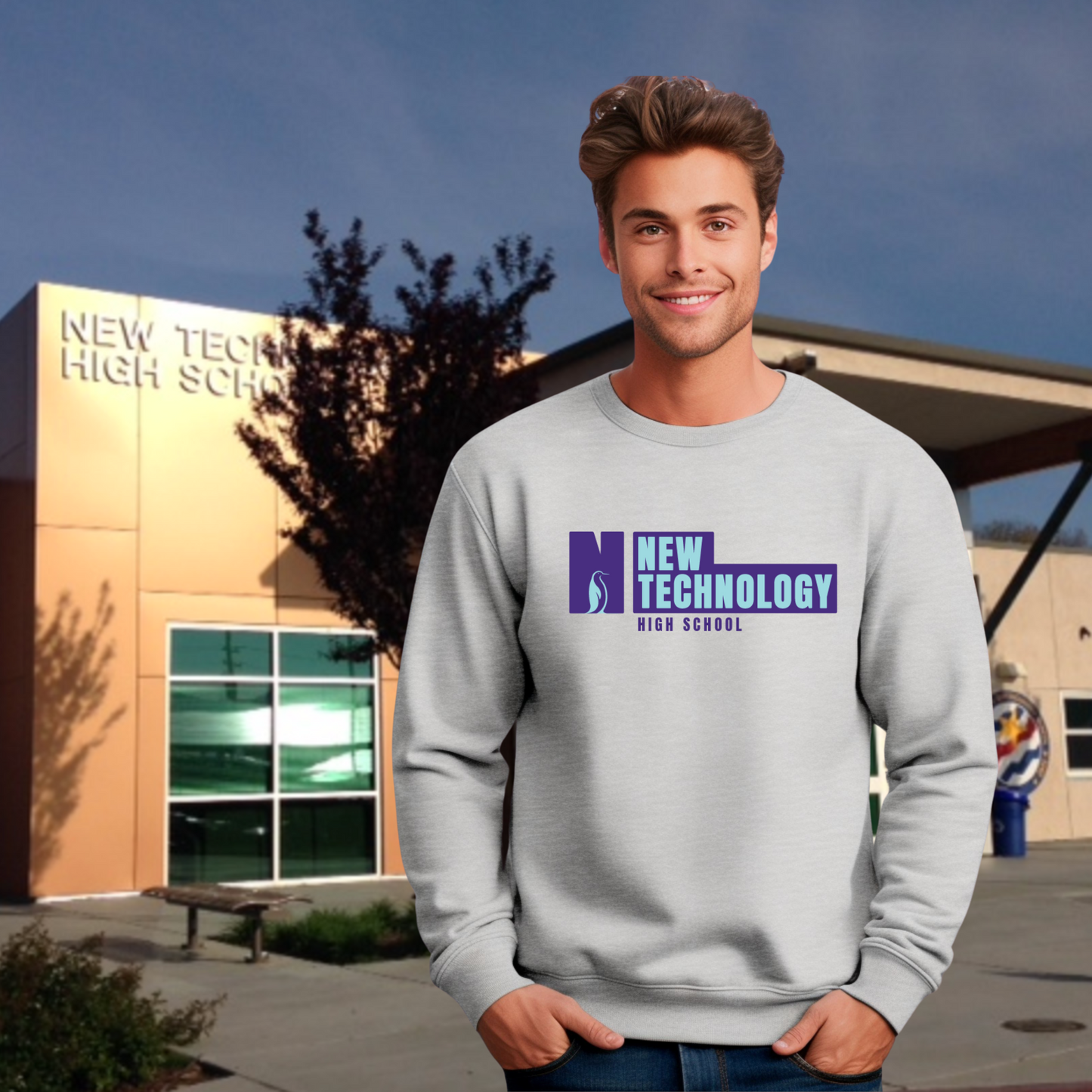 New Tech Block Unisex Adult Crewneck Pullover