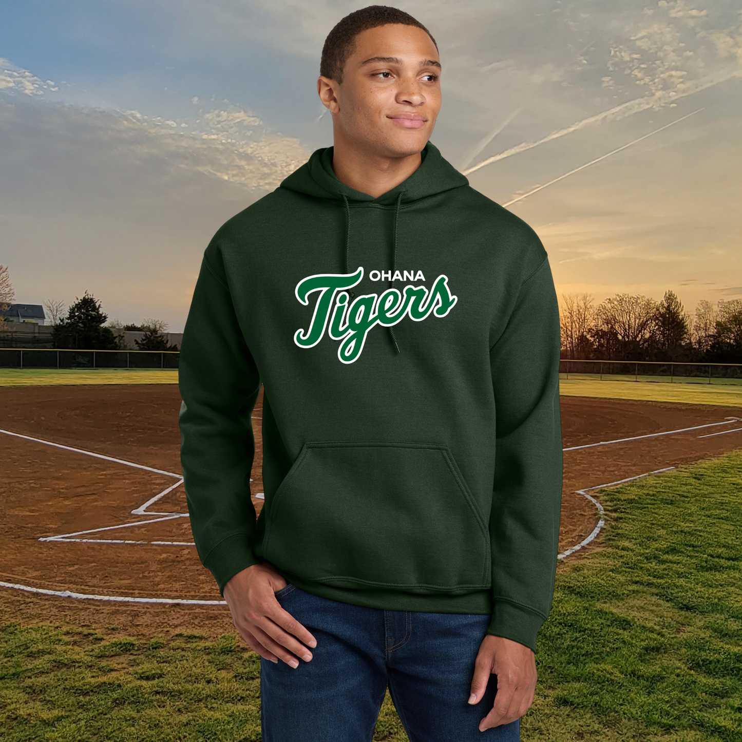 Ohana Tigers Script Unisex Adult Hoodie
