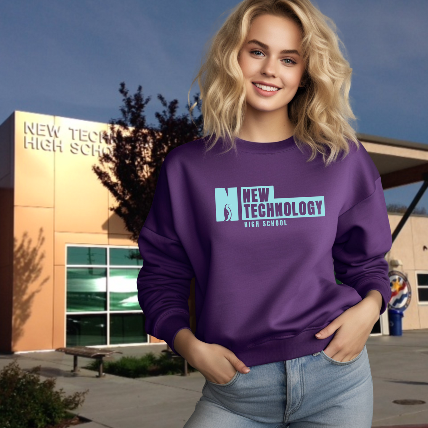 New Tech Block Unisex Adult Crewneck Pullover