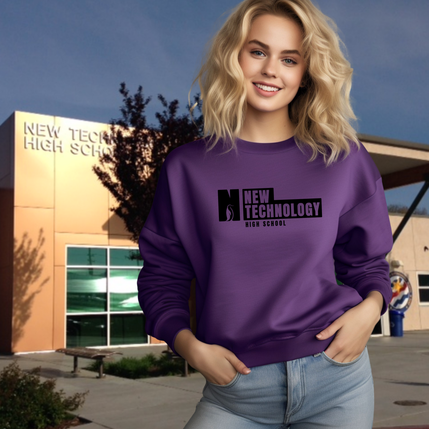 New Tech Block Unisex Adult Crewneck Pullover