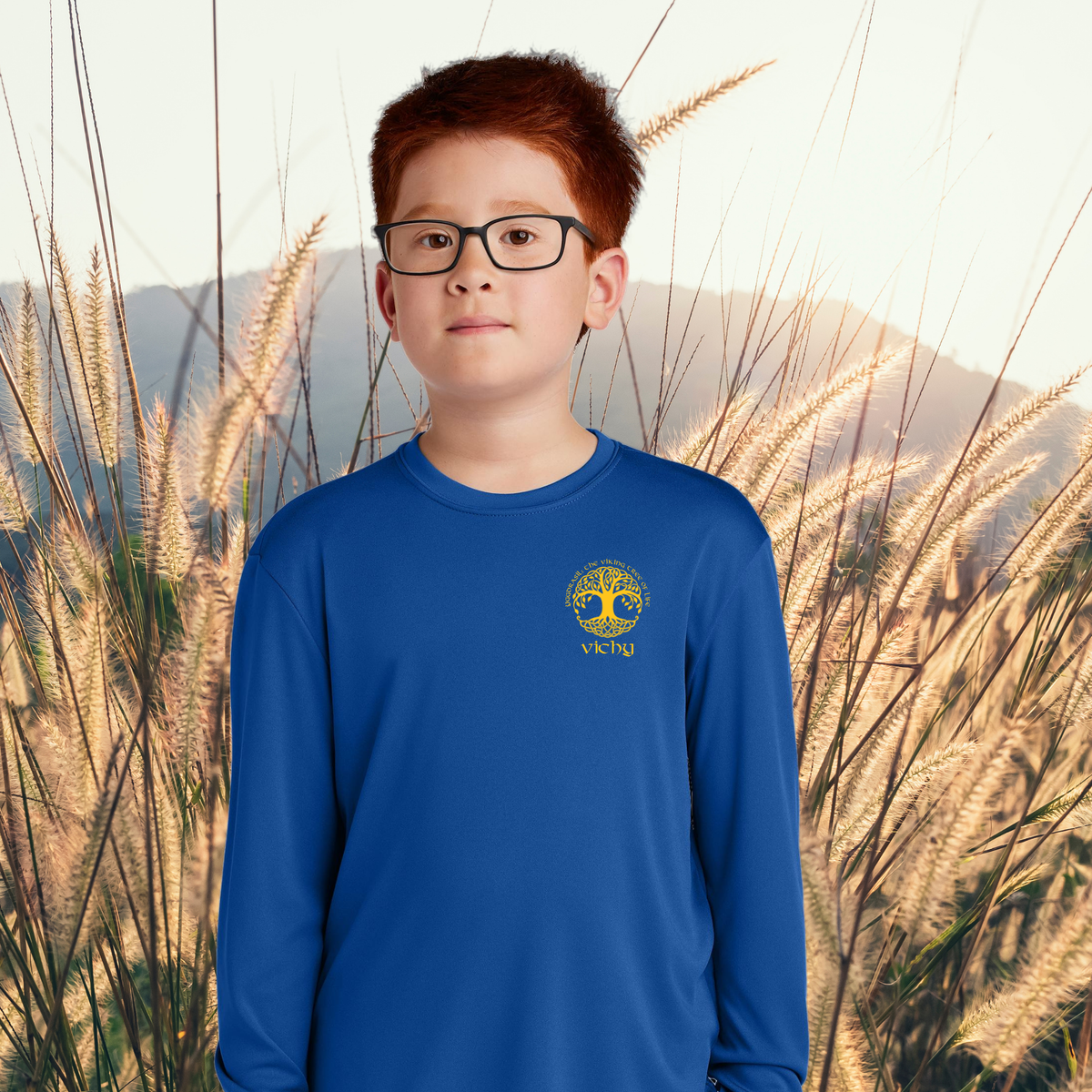Youth Vichy Tree of Life Long Sleeve Cotton Tee
