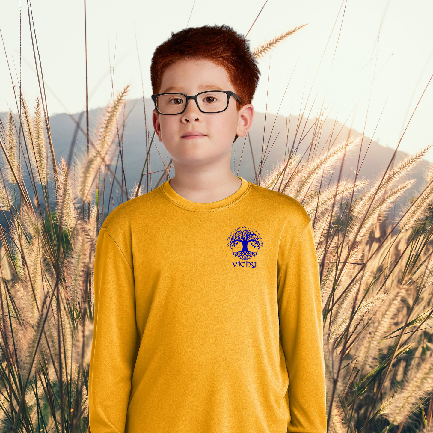 Youth Vichy Tree of Life Long Sleeve Cotton Tee