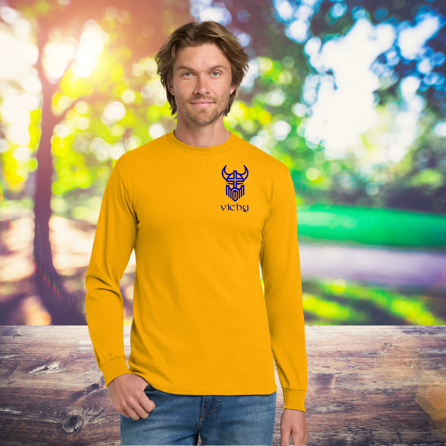 Vichy Vikings Cotton Long Sleeve Adult Tee