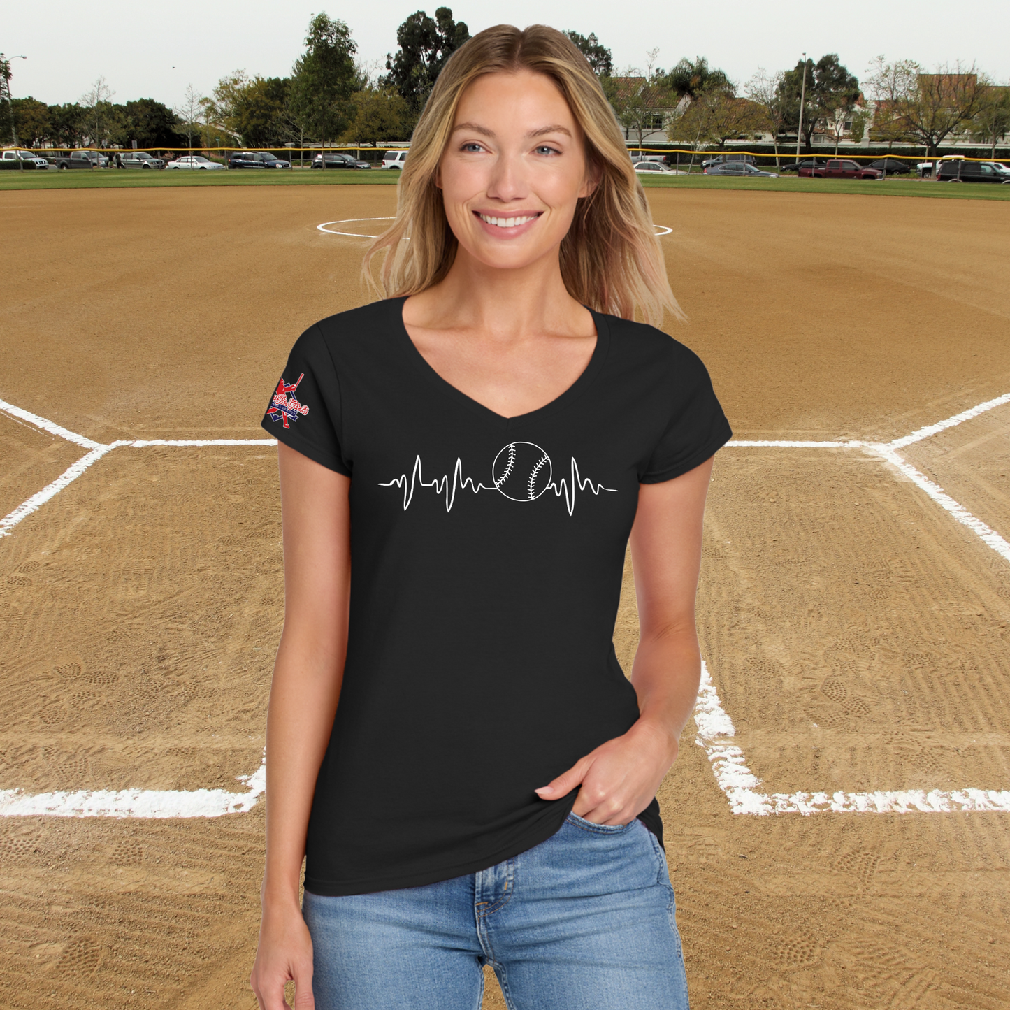 NJGSL Heartbeat Ladies V-Neck Tee