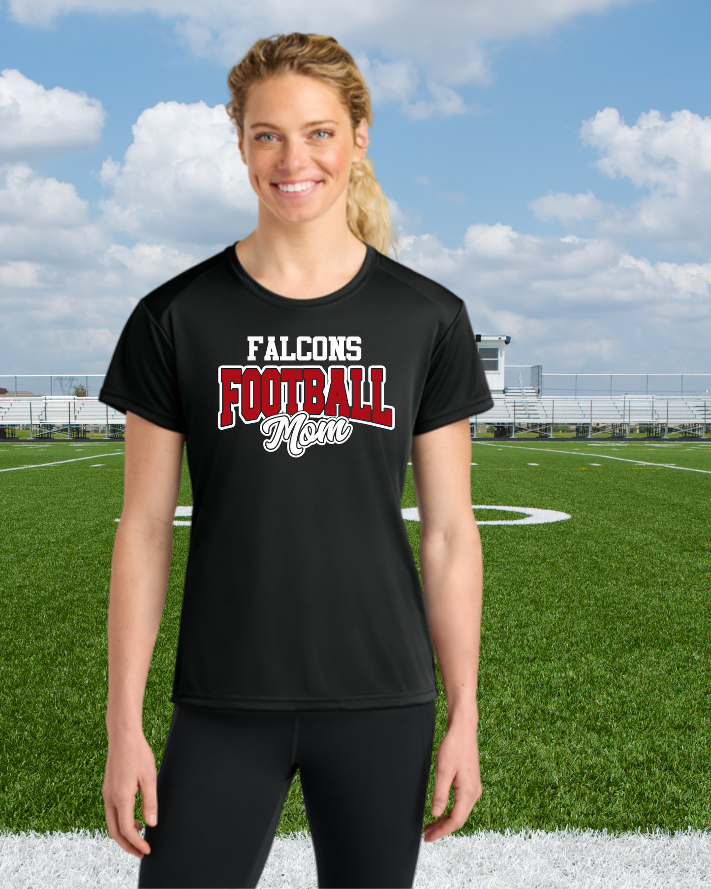 Fairfield Falcons Football Mom Ladies Athletic Style Tee