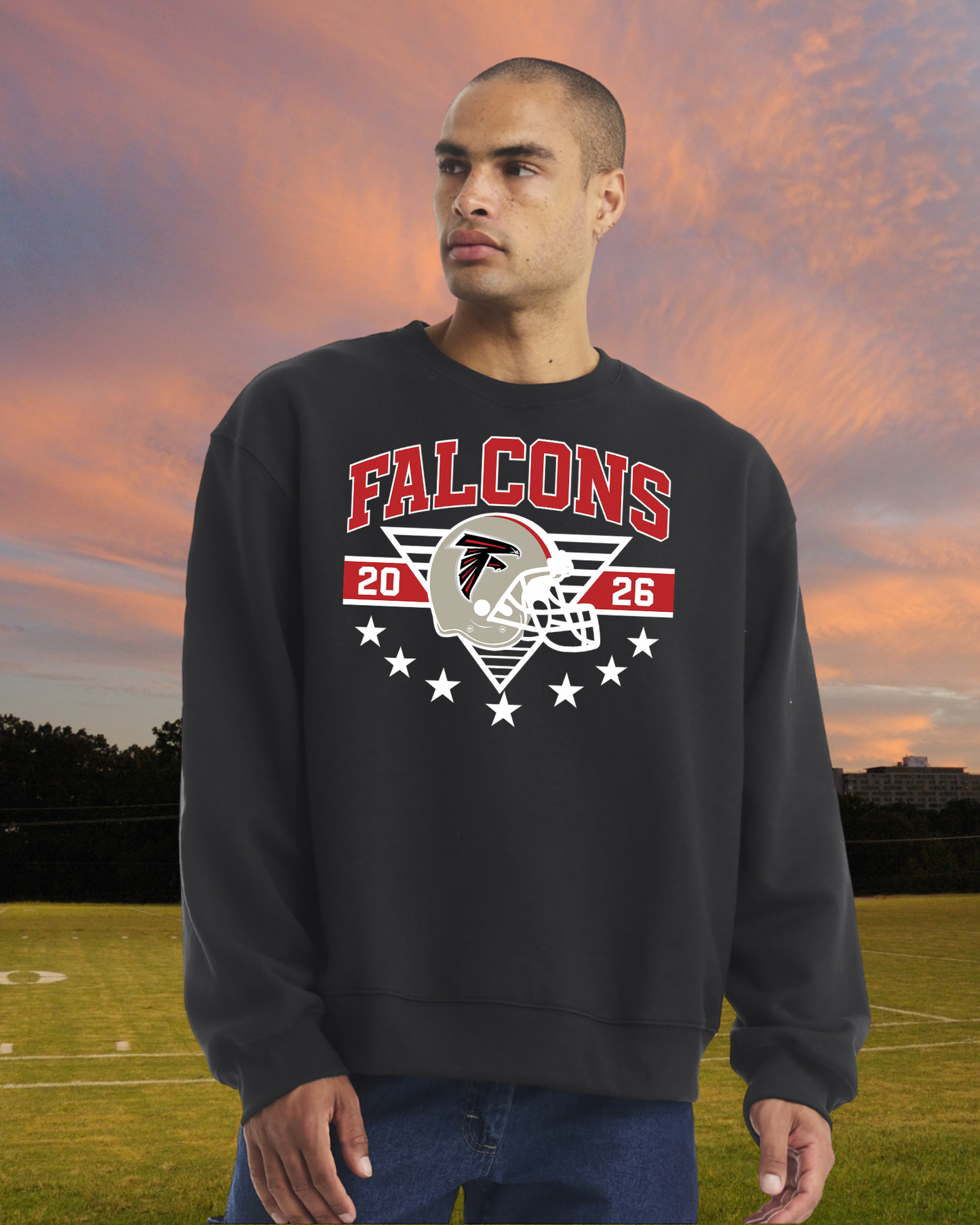 Fairfield Falcons Stars Crewneck Pullover