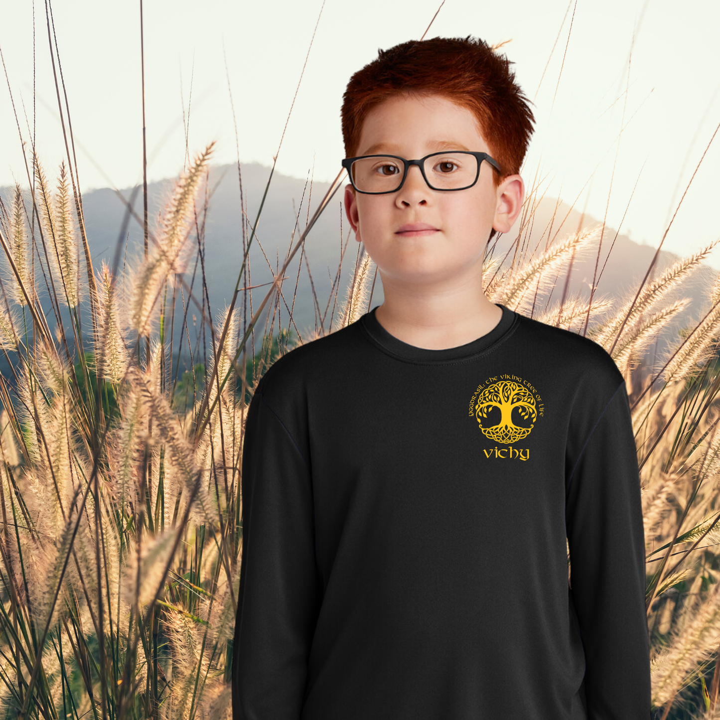 Youth Vichy Tree of Life Long Sleeve Athletic Tee