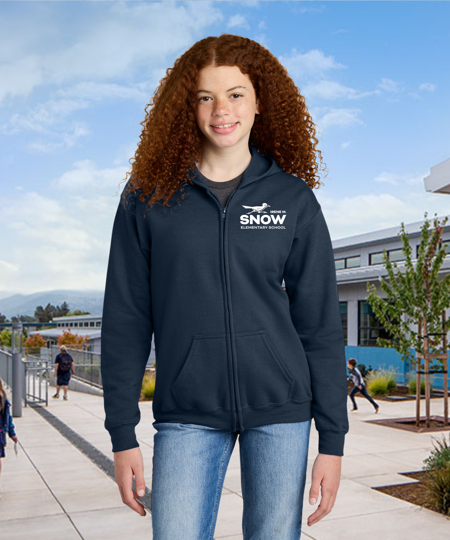 Snow Single Color Youth Zip Up Hoodies