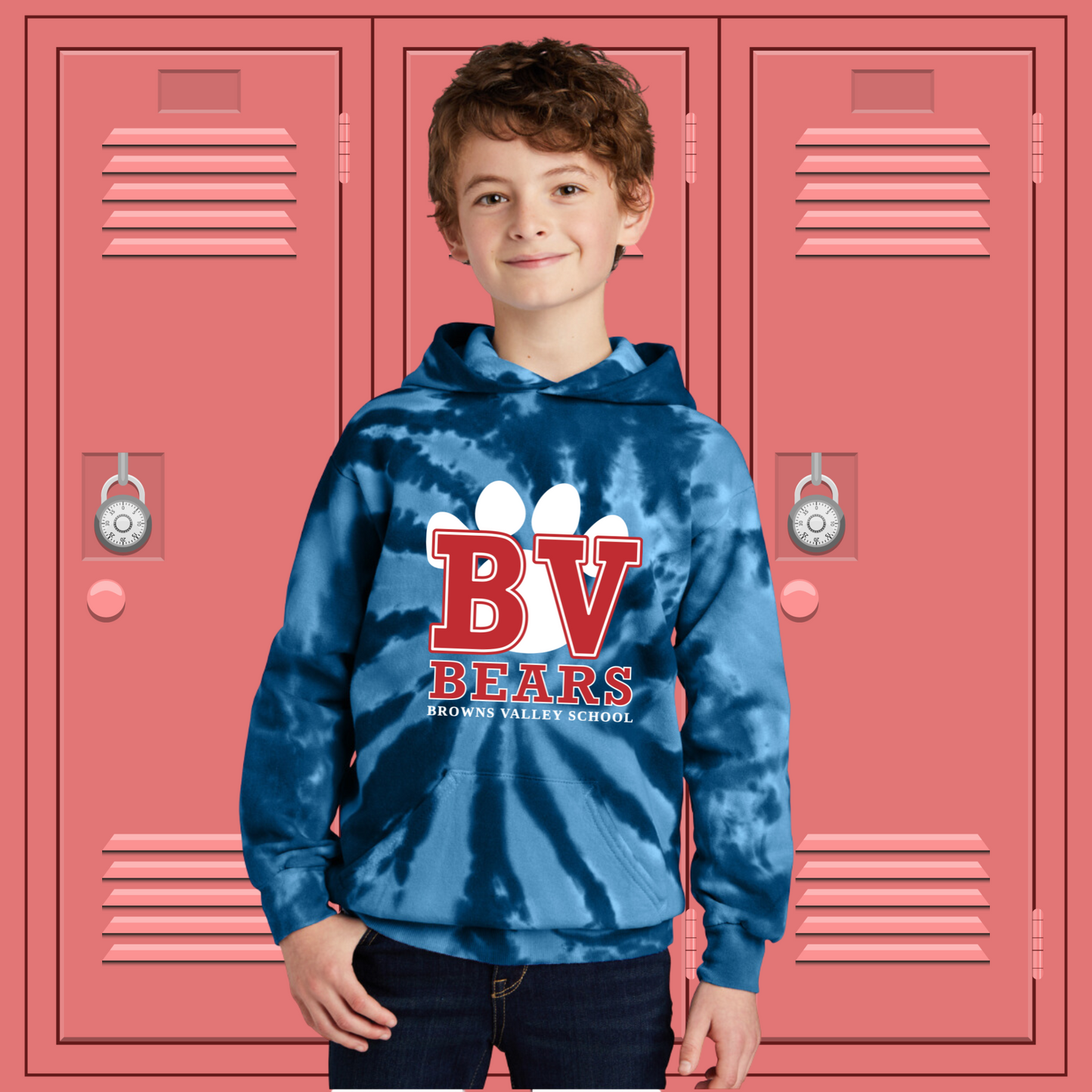 Youth Navy Tie Dye BV Hoodie