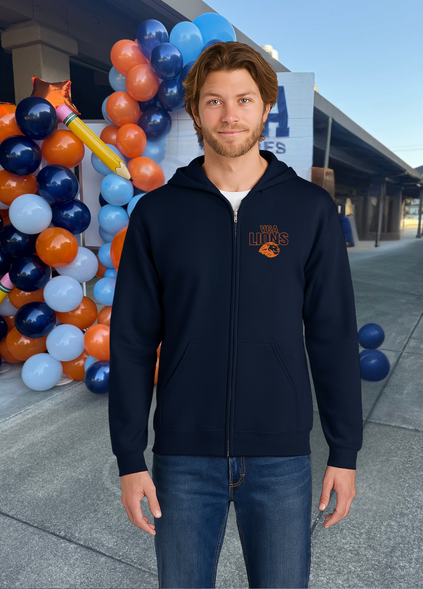 Unisex VCA Lions Head Full Zip Hoodie