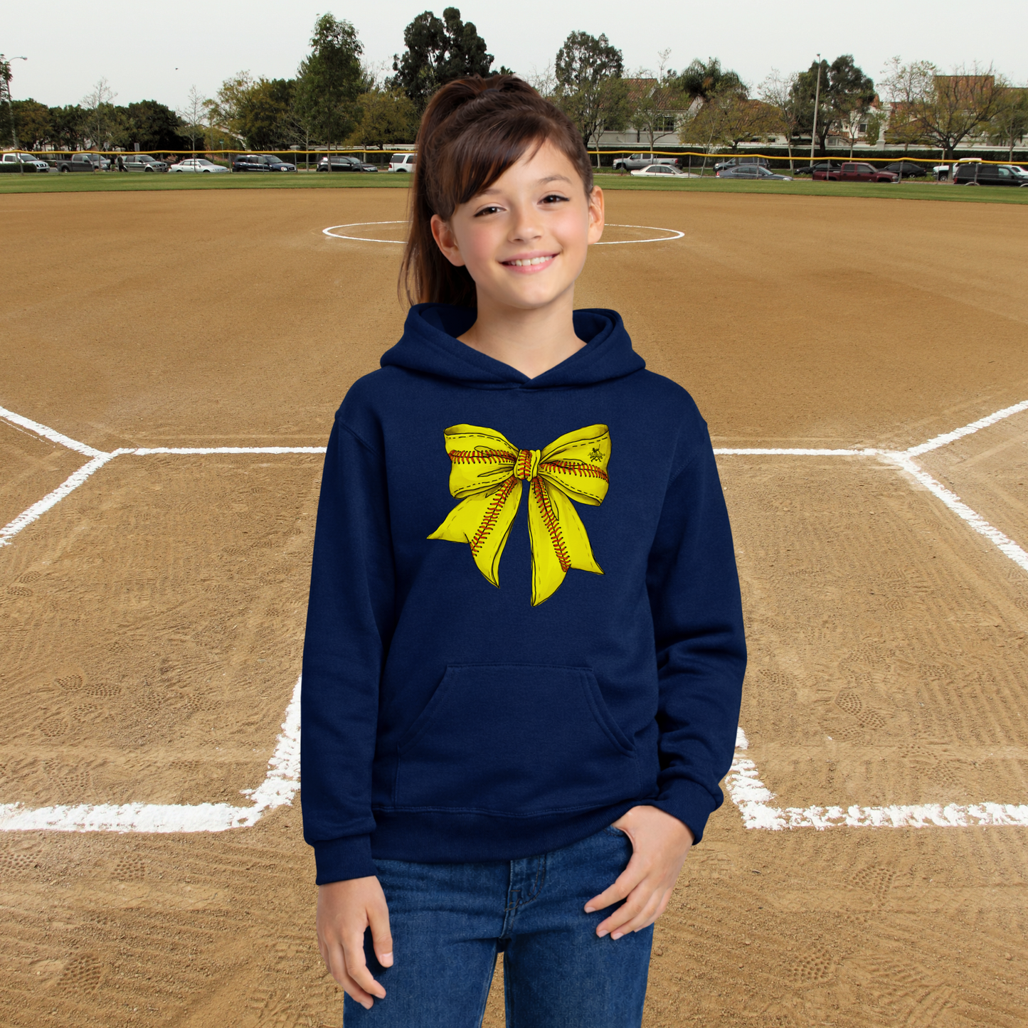 Softball Bow Youth Hoodie