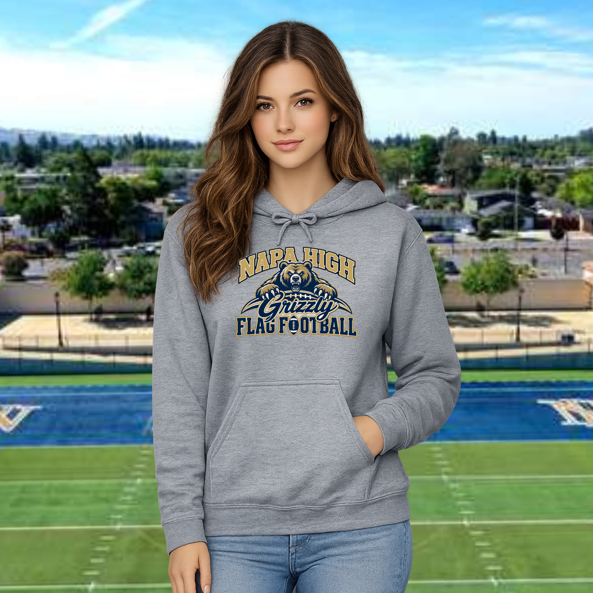Grizzly Flag Football Unisex Adult Hoodie
