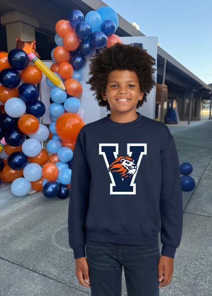 Youth V Lion Head Crewneck