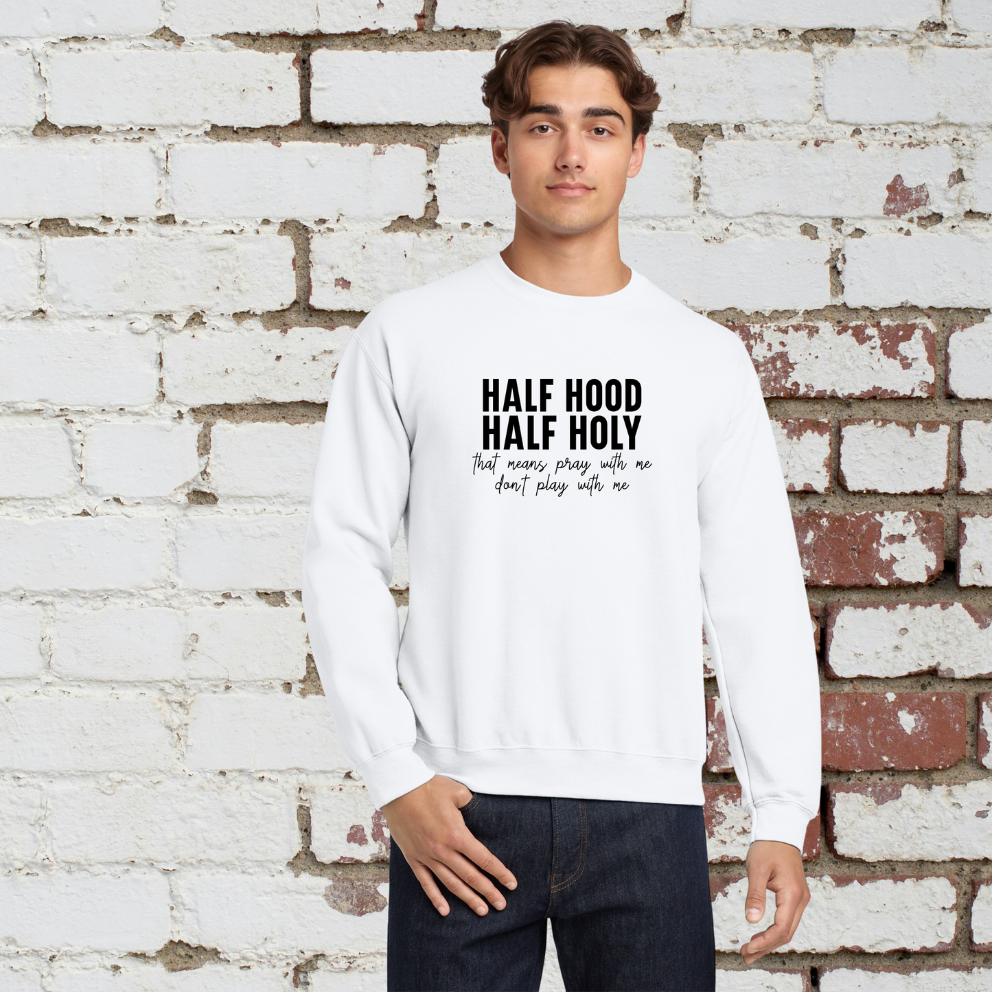 Half Holy Unisex Crewneck Pullover