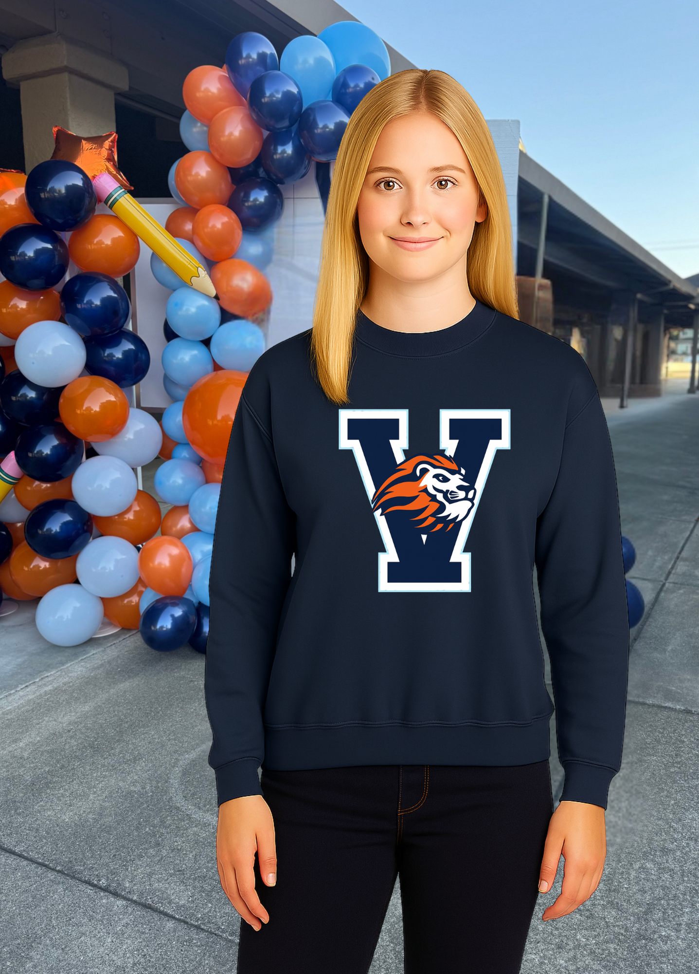 Unisex V Lion Head Crewneck