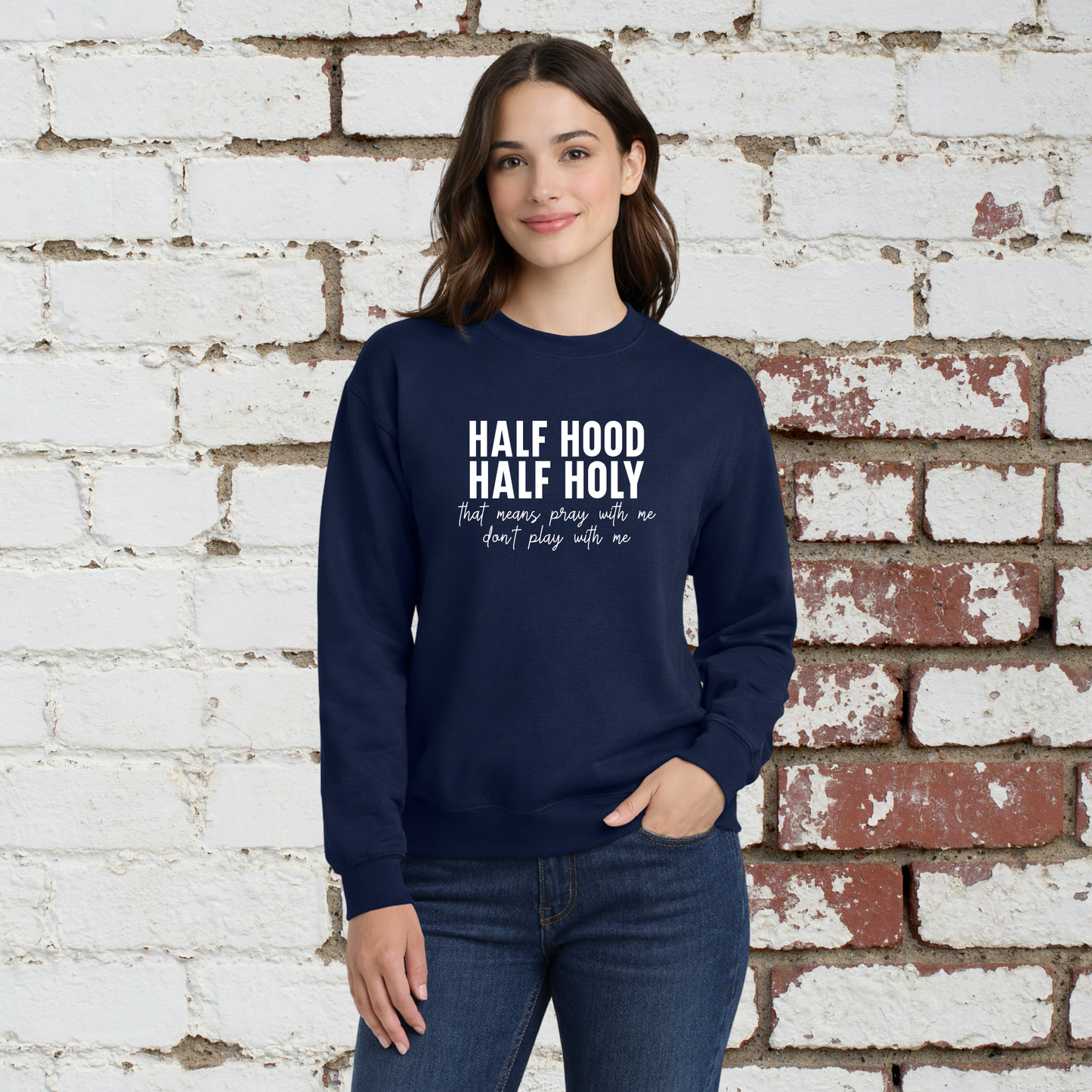 Half Holy Unisex Crewneck Pullover