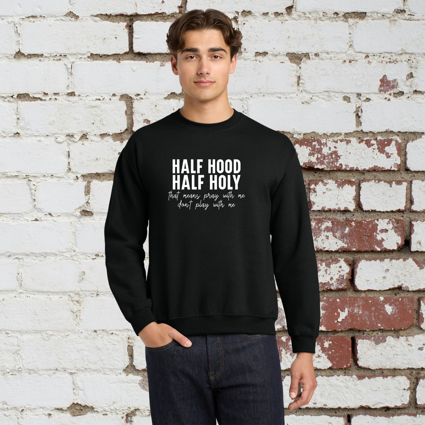 Half Holy Unisex Crewneck Pullover