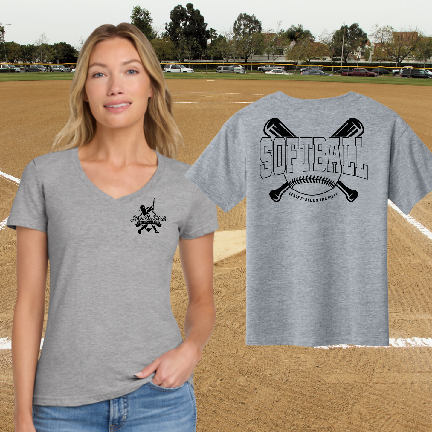 Leave It All On The Field 2026 Ladies V-Neck Tee