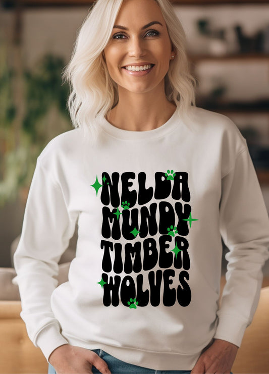 Nelda Mundy Timber Wolves Crewneck Pullover