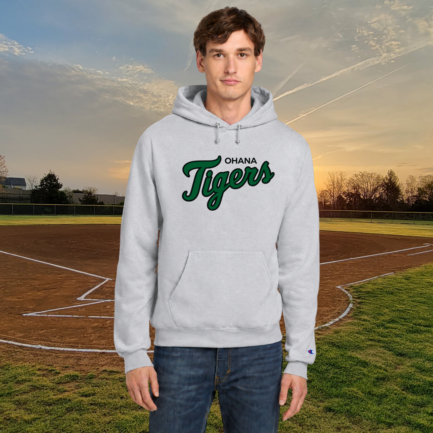 Ohana Tigers Script Champion Unisex Adult Hoodie