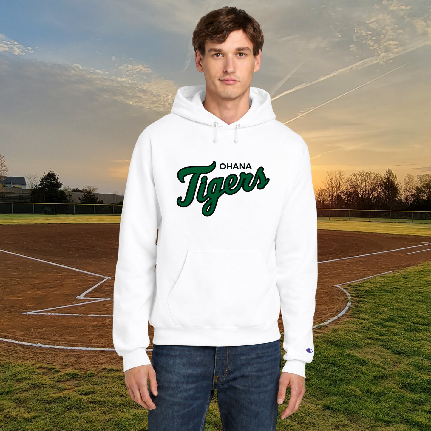 Ohana Tigers Script Champion Unisex Adult Hoodie