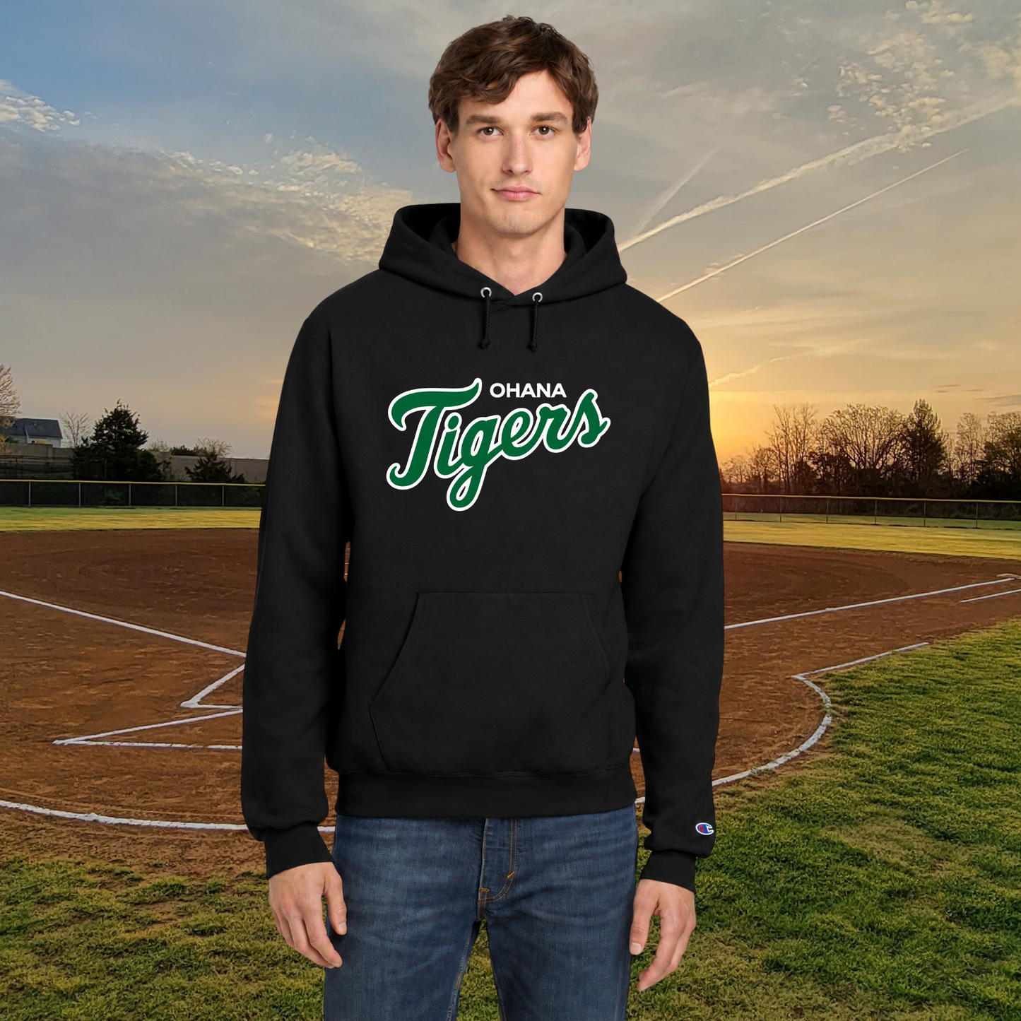 Ohana Tigers Script Champion Unisex Adult Hoodie