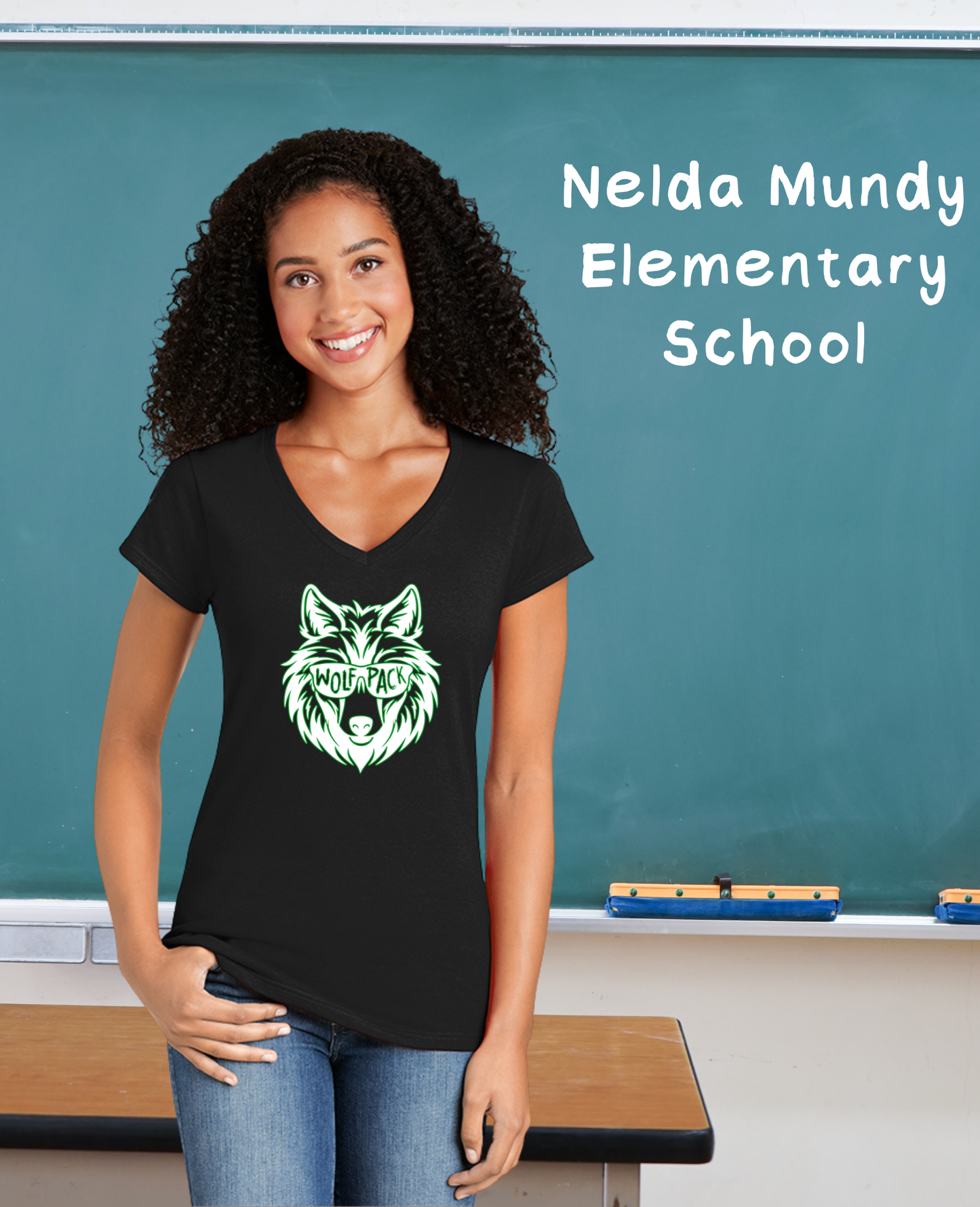 Nelda Mundy Ladies V-Neck Tee (Full Front Print)