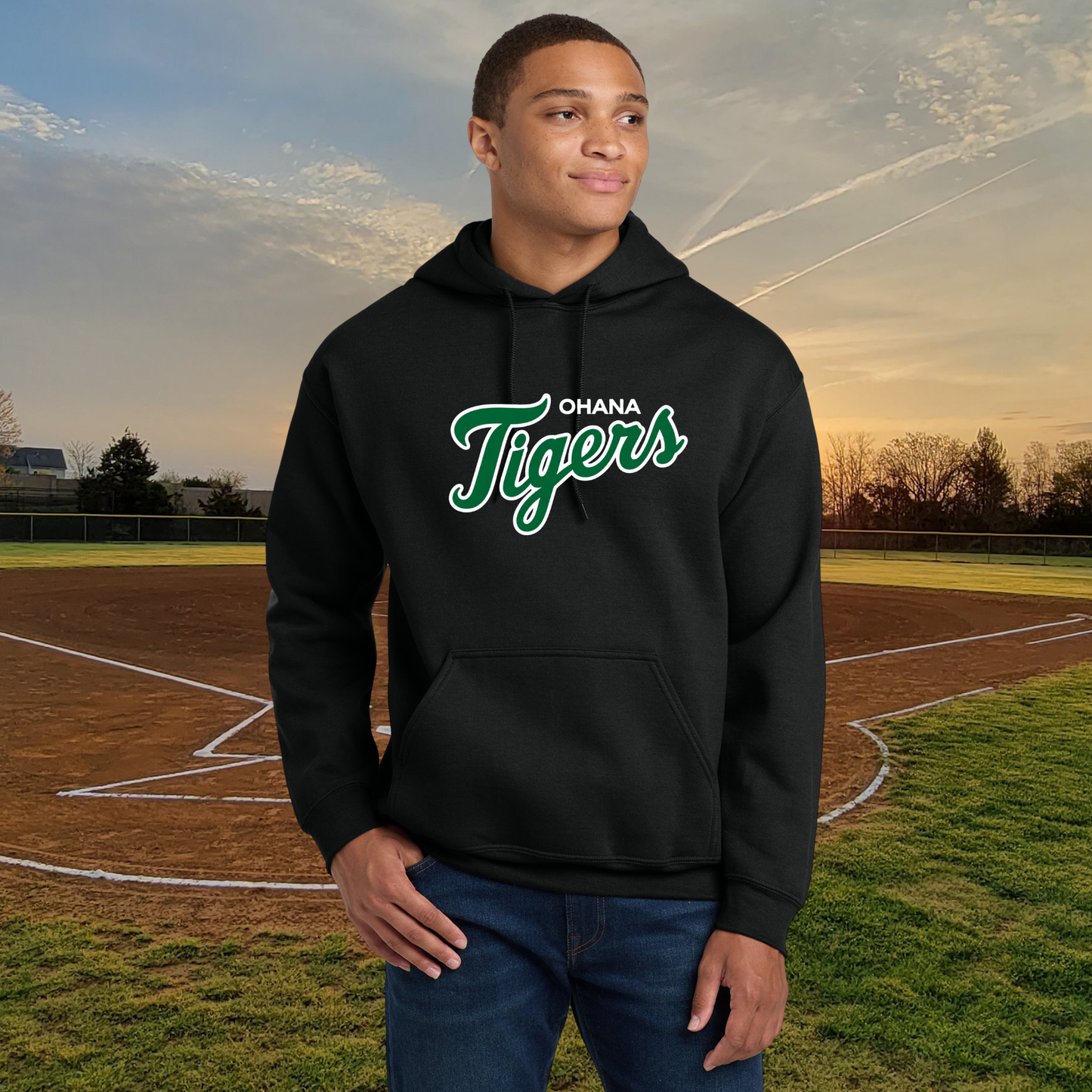 Ohana Tigers Script Unisex Adult Hoodie