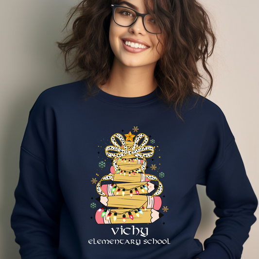 Adult Vichy Teacher Holiday Crewneck Sweatshirt