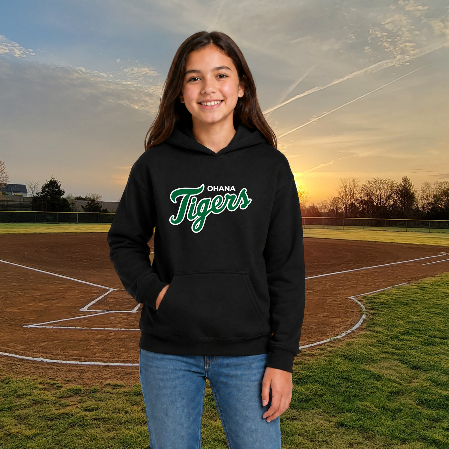 Ohana Tigers Script Youth Hoodie
