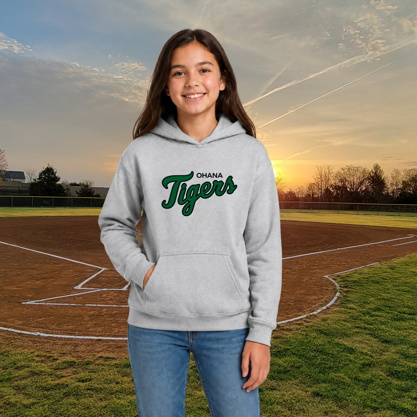 Ohana Tigers Script Youth Hoodie