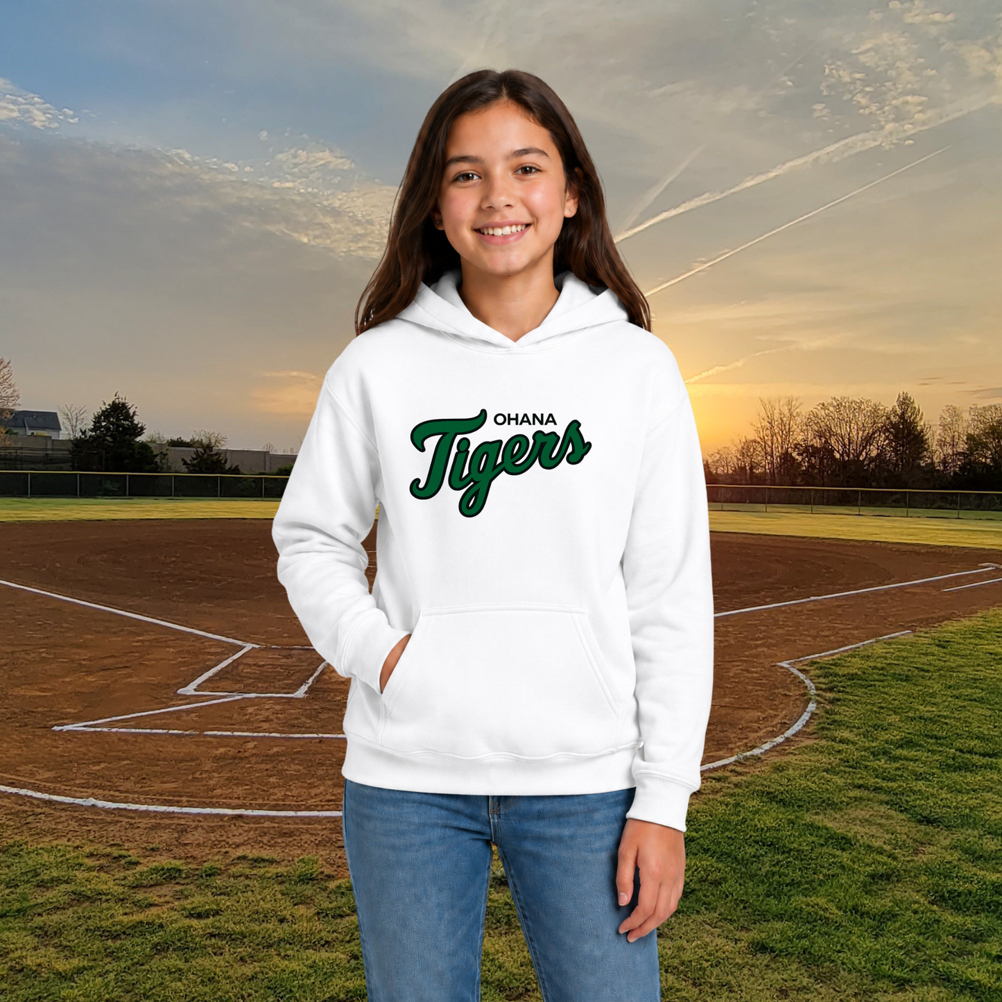 Ohana Tigers Script Youth Hoodie