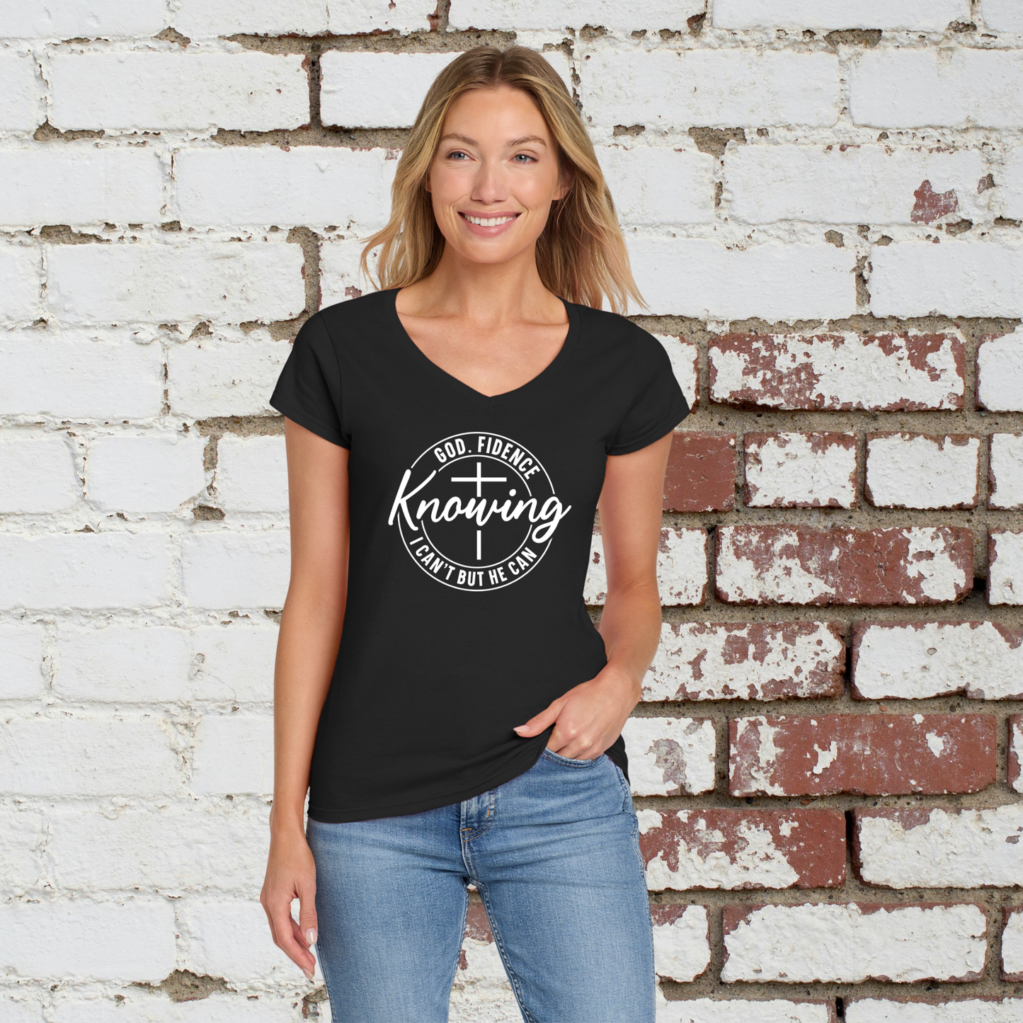 God-Fidence Ladies V-neck Tee