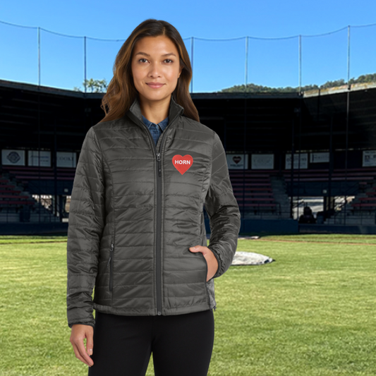 Horn Heart Ladies Packable Puffy Jacket