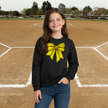 Softball Bow Youth Crewneck Pullover