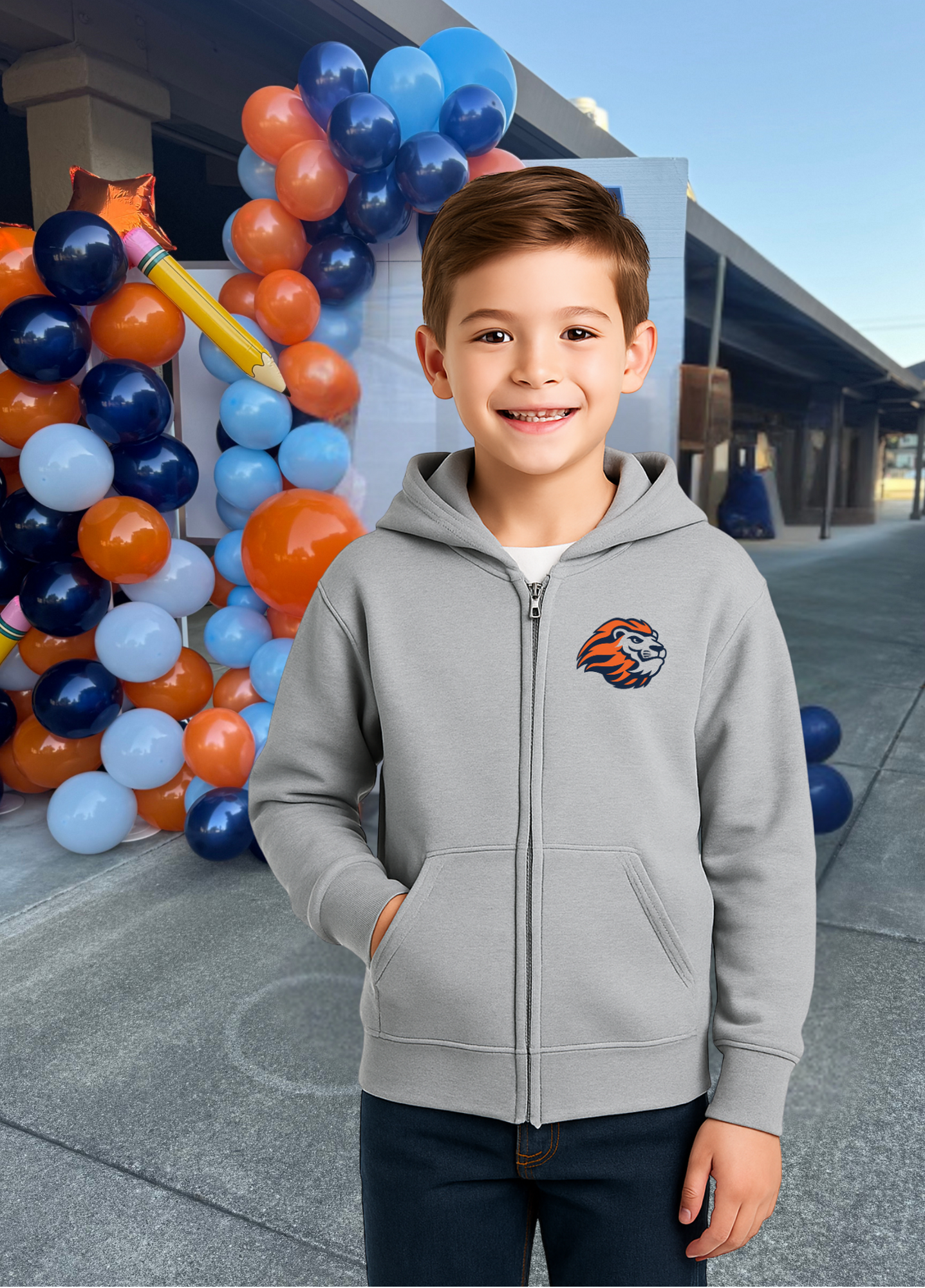 Youth Lion Head Full Zip Hoodie