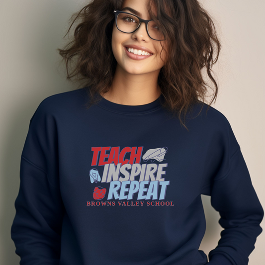 Adult Teach Inspire Repeat Crewneck Pullover