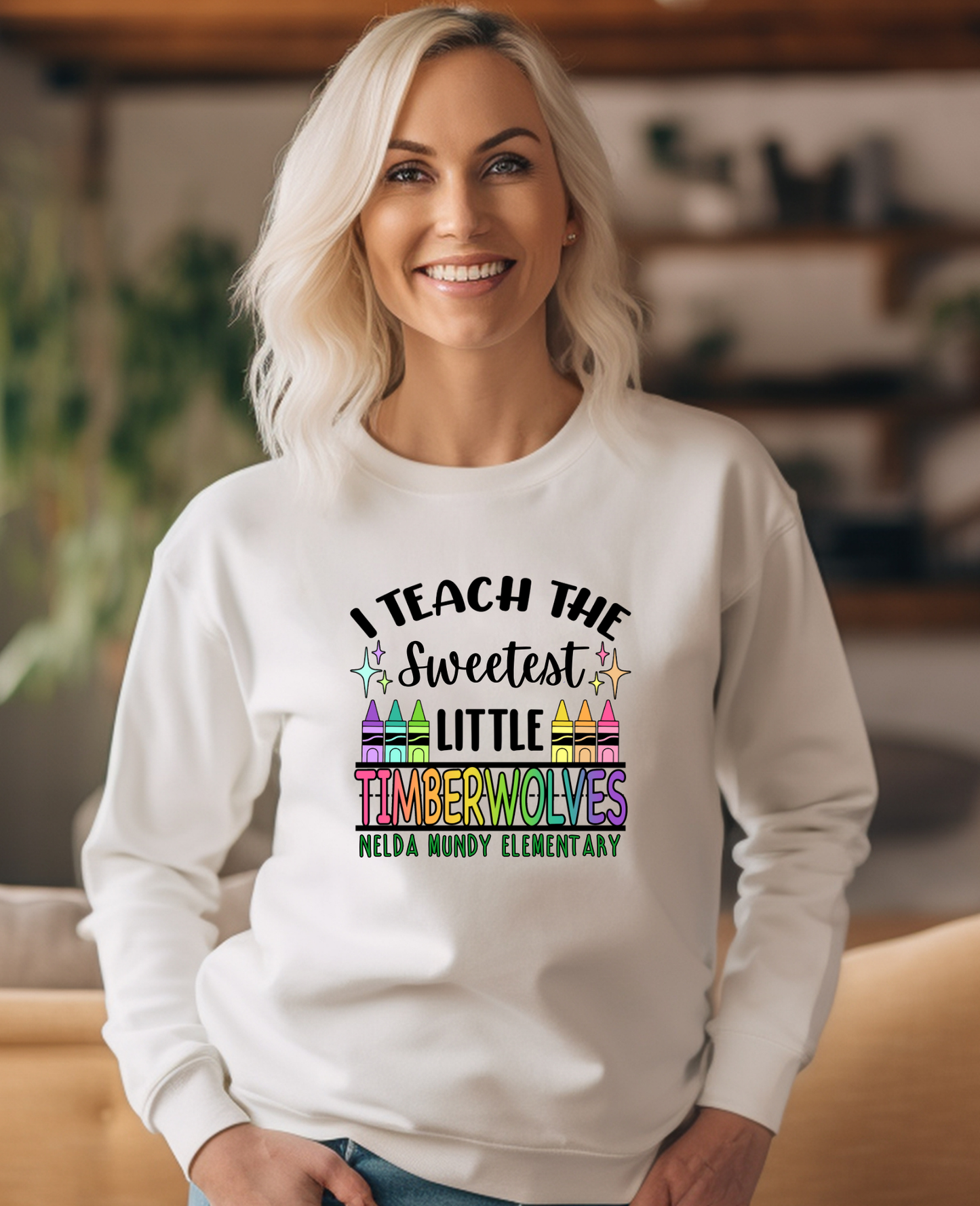 I Teach The Sweetest Little Timberwolves Crewneck Pullover