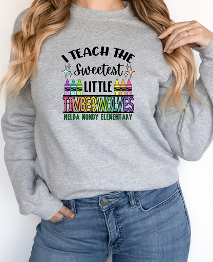 I Teach The Sweetest Little Timberwolves Crewneck Pullover