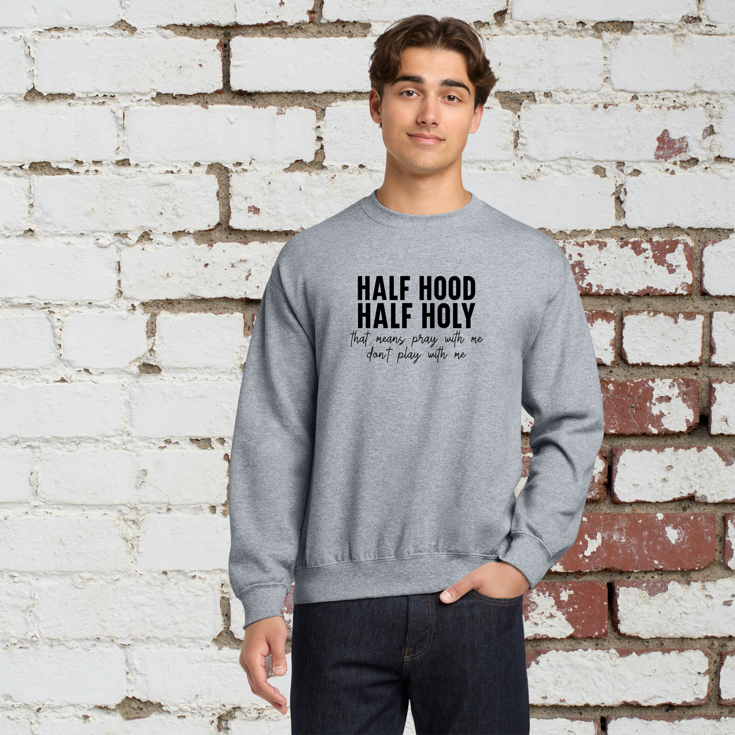 Half Holy Unisex Crewneck Pullover