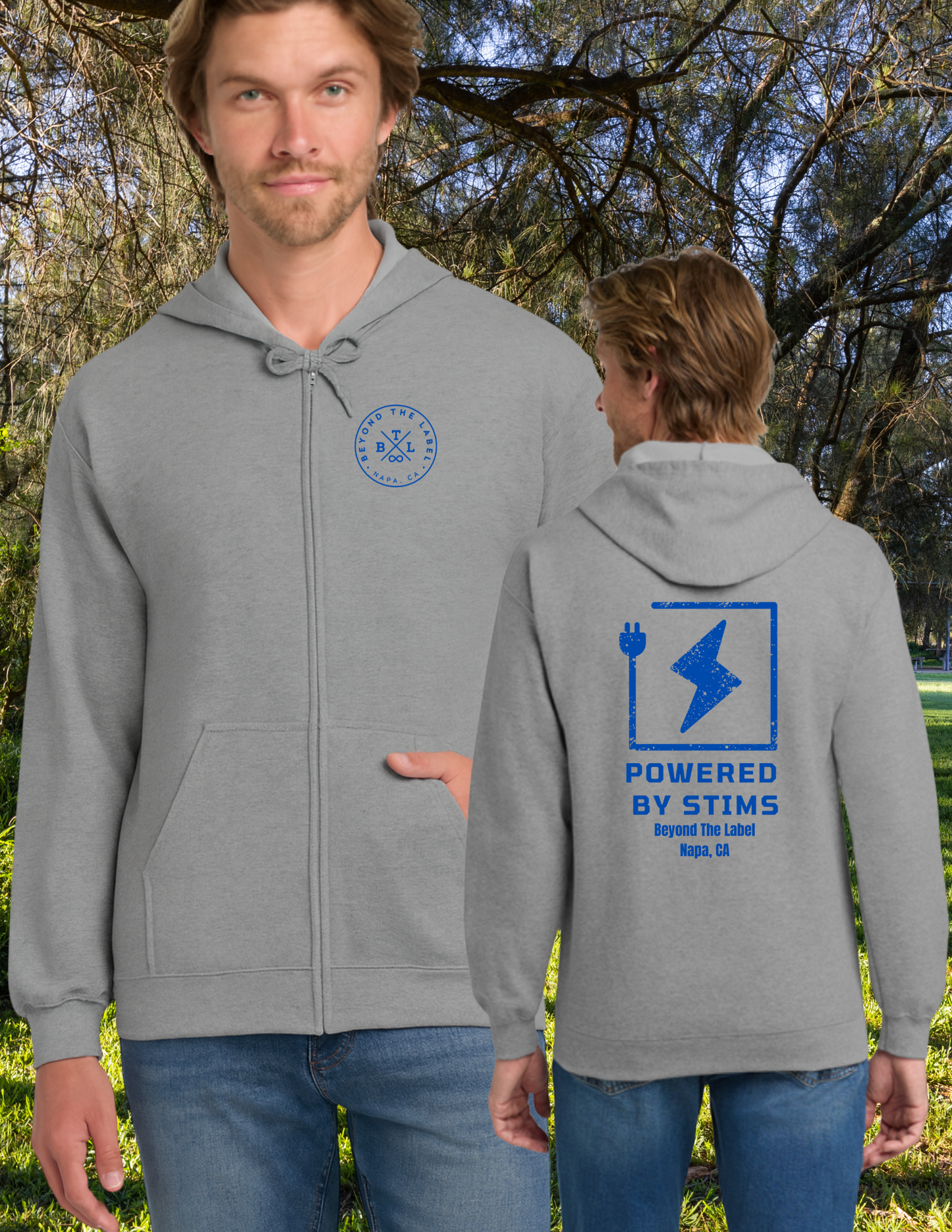 Powered By Stims Adult Zip Up Hoodie