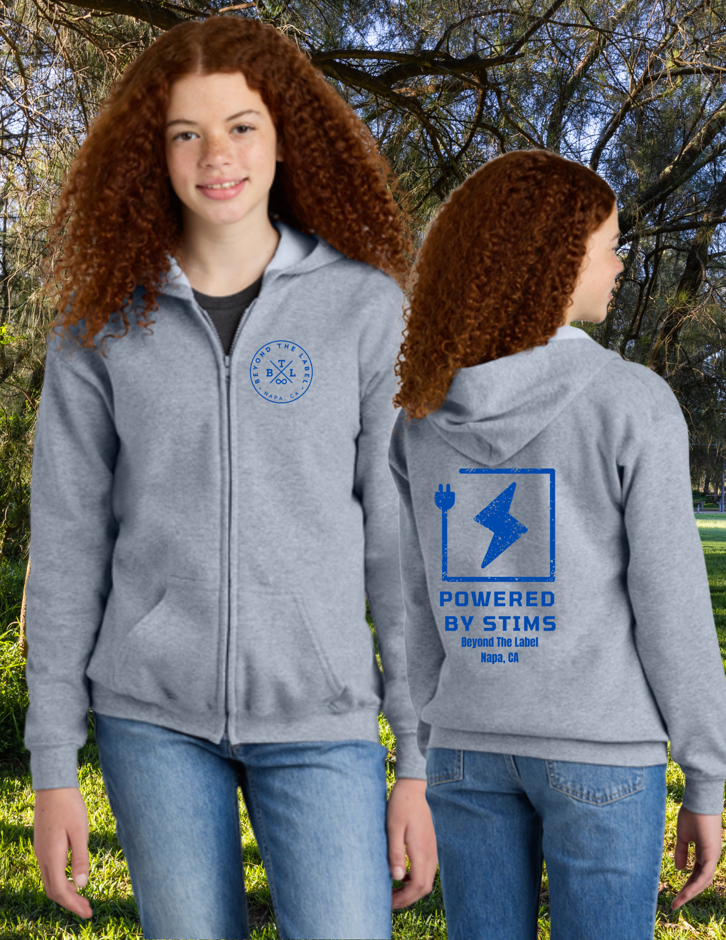 Powered By Stims Youth Zip Up Hoodie