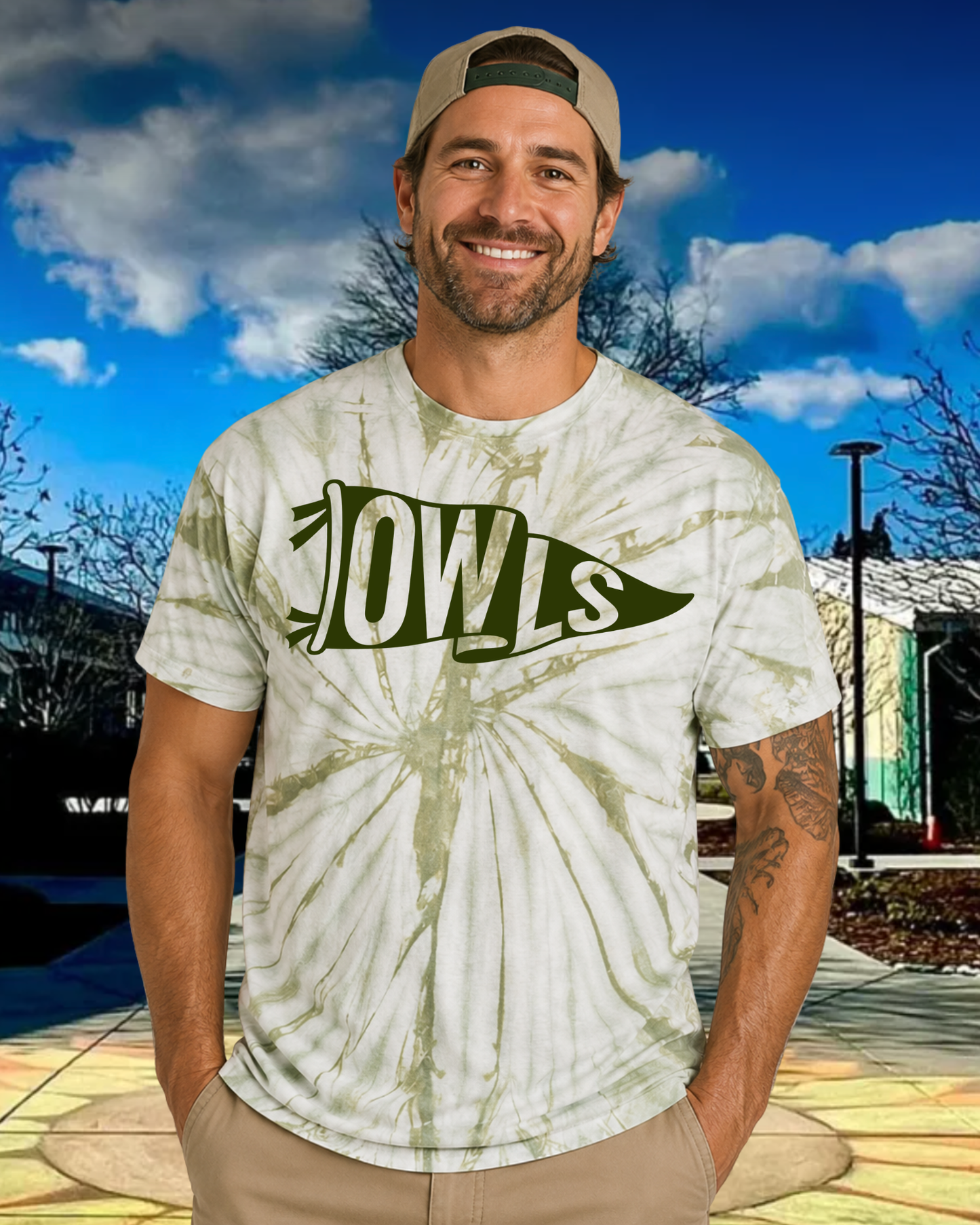 Tie Dye Owls Adult Tee