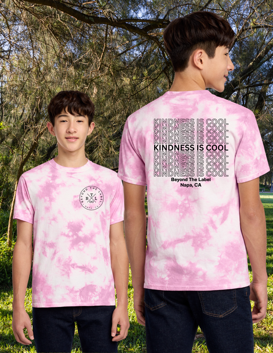 Kindness Is Cool Pink Tie Dye Youth Tee