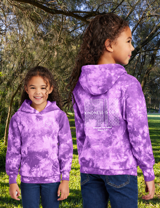 Kindness Is Cool Purple Youth Tie Dye Hoodie