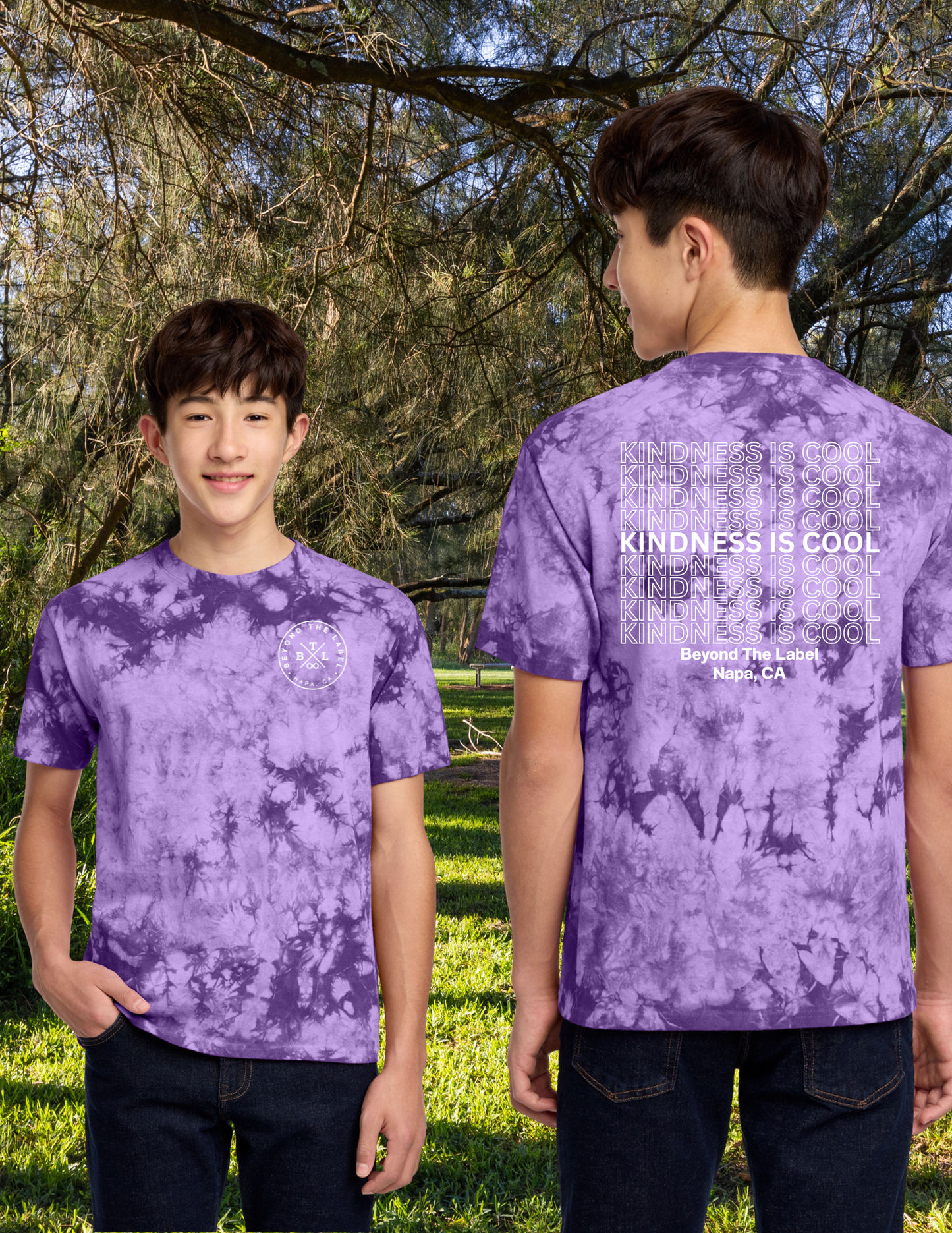 Kindness Is Cool Purple Tie Dye Youth Tee